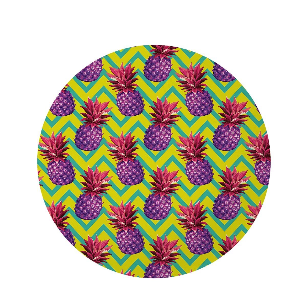 Geometric Hawaiian Pineapple Print Round Rug-grizzshop