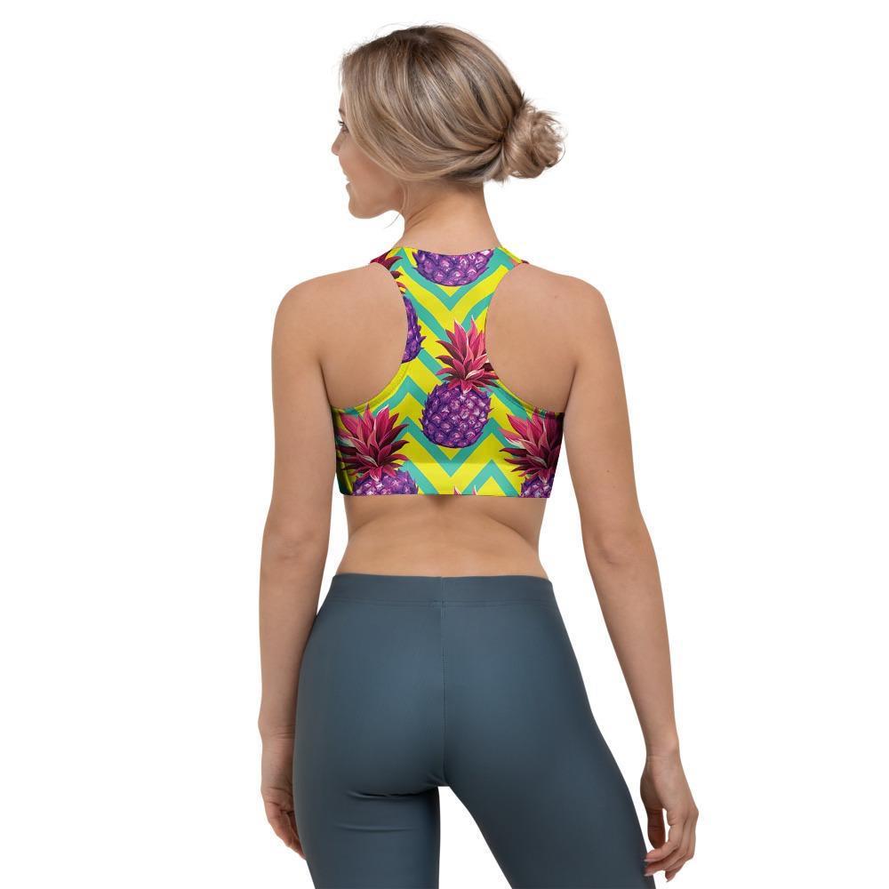 Geometric Hawaiian Pineapple Print Sports Bra-grizzshop