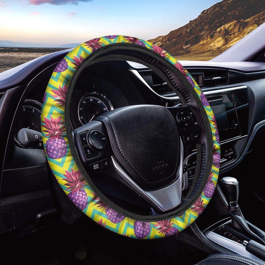 Geometric Hawaiian Pineapple Print Steering Wheel Cover-grizzshop