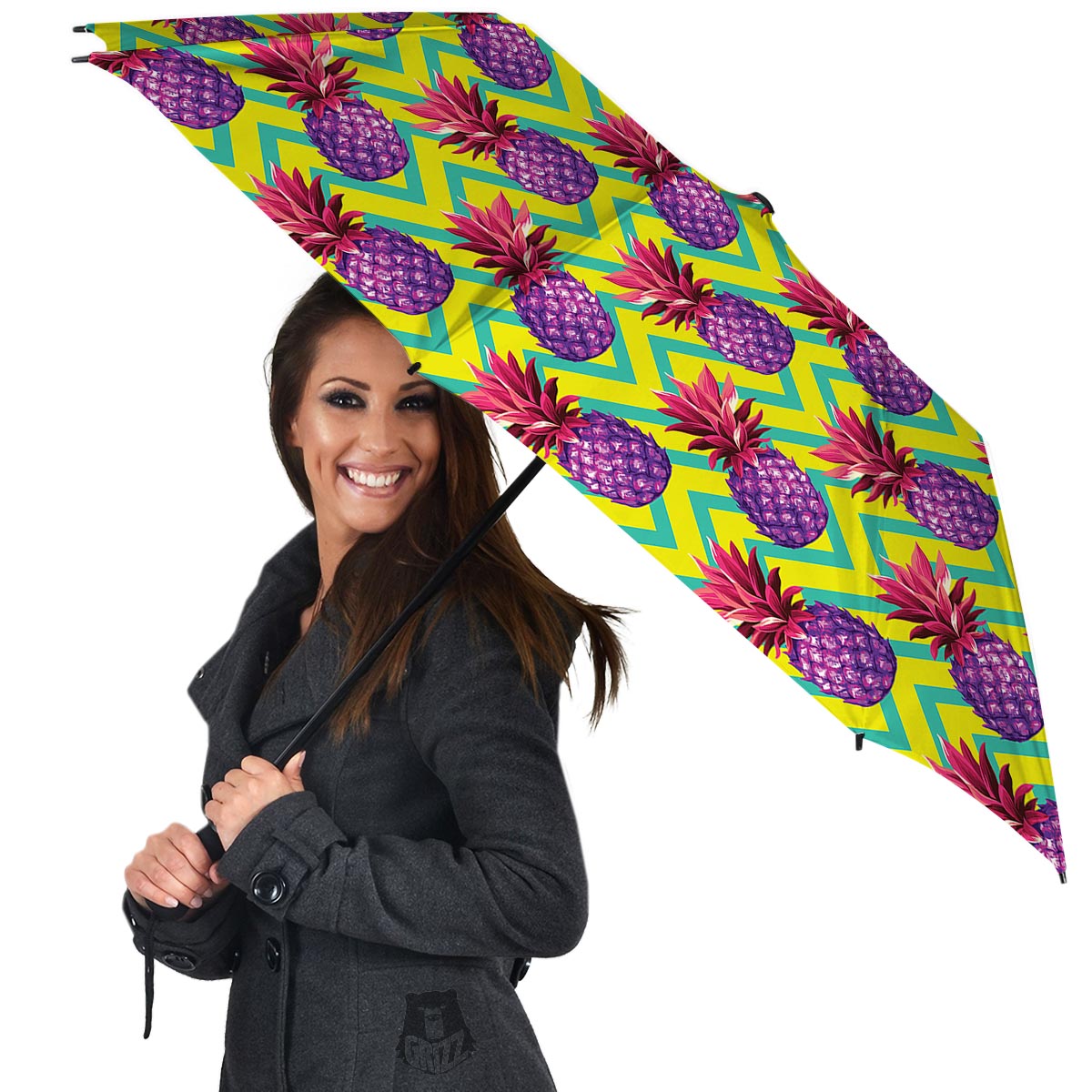 Geometric Hawaiian Pineapple Print Umbrella-grizzshop