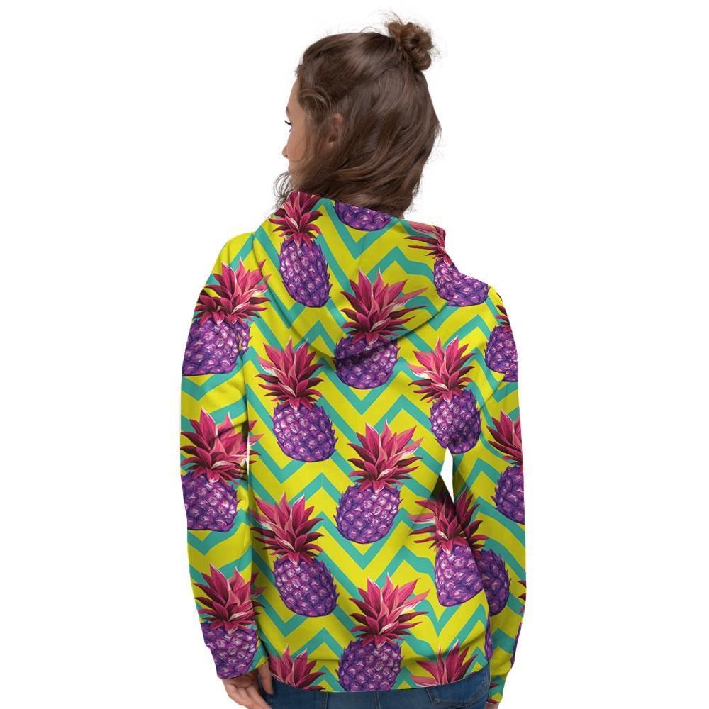 Geometric Hawaiian Pineapple Print Women's Hoodie-grizzshop