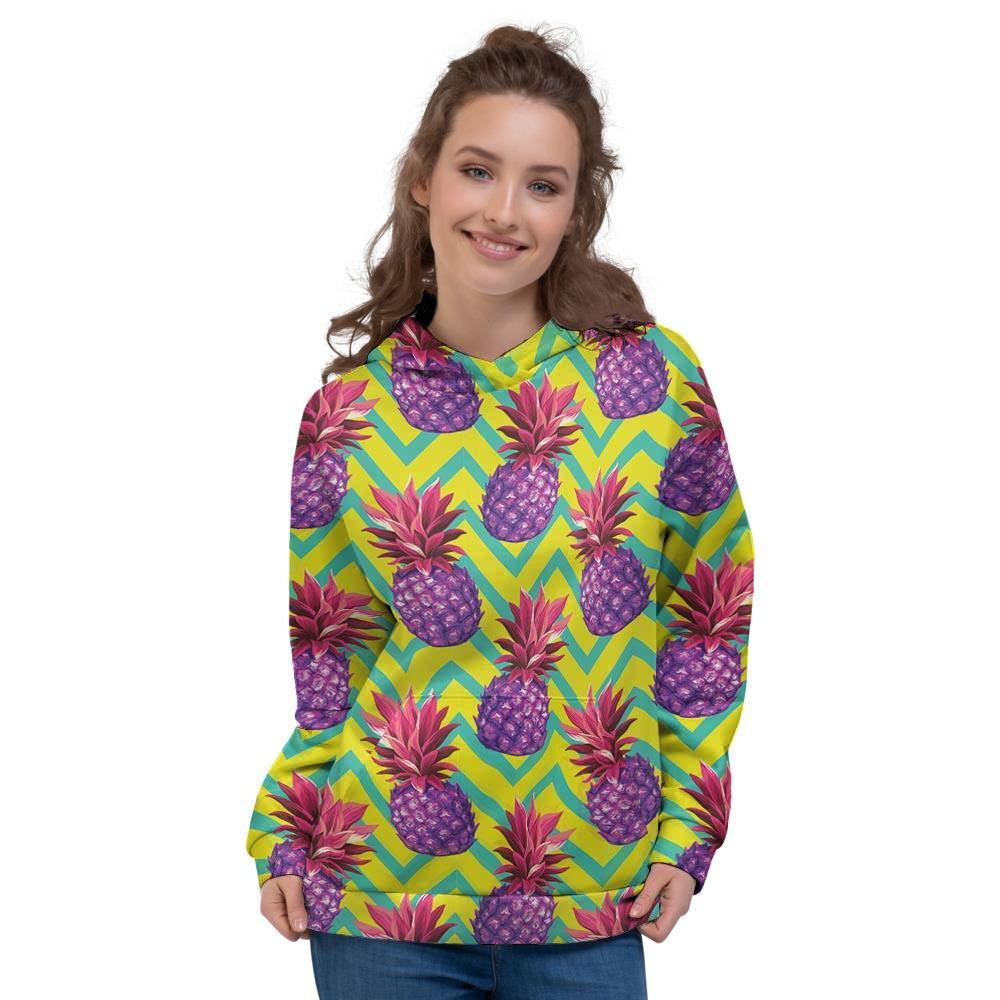 Geometric Hawaiian Pineapple Print Women's Hoodie-grizzshop