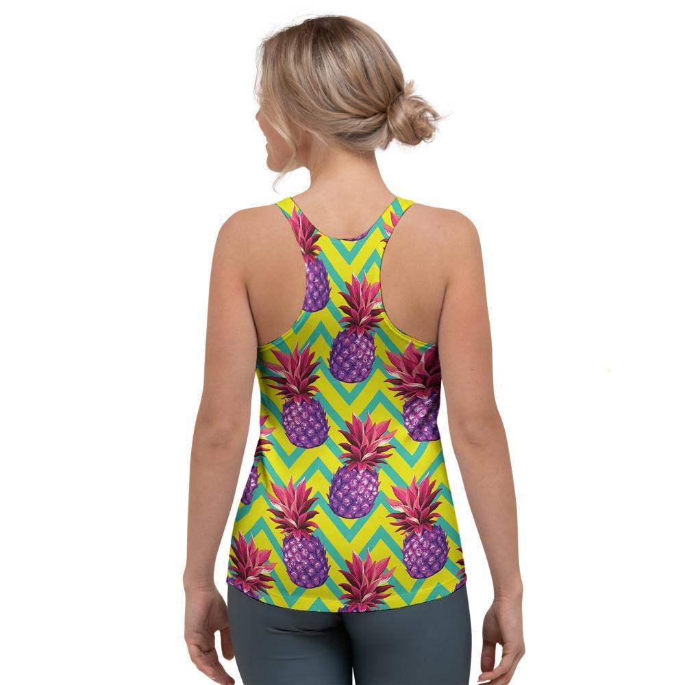 Geometric Hawaiian Pineapple Print Women's Racerback Tank Top-grizzshop
