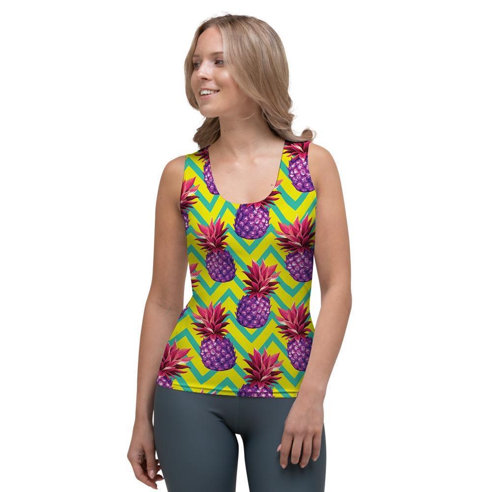 Geometric Hawaiian Pineapple Print Women's Tank Top-grizzshop