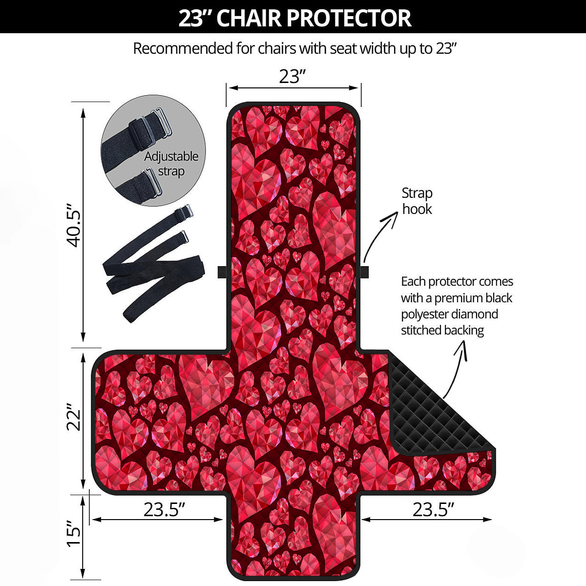 Geometric Heart Valentine's Day Print Pattern Armchair Protector-grizzshop