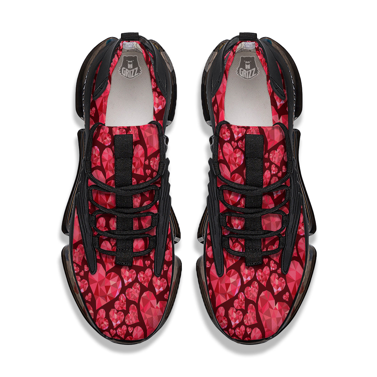 Geometric Heart Valentine's Day Print Pattern Black Gym Shoes-grizzshop