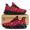 Geometric Heart Valentine's Day Print Pattern Black Running Shoes-grizzshop