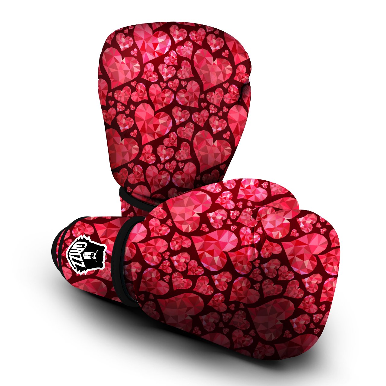 Geometric Heart Valentine's Day Print Pattern Boxing Gloves-grizzshop