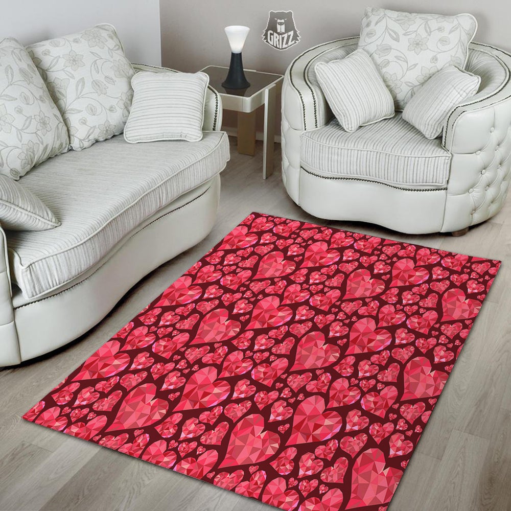 Geometric Heart Valentine's Day Print Pattern Floor Mat-grizzshop