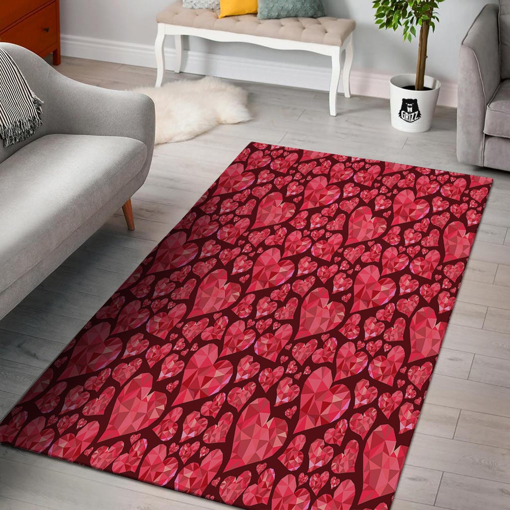 Geometric Heart Valentine's Day Print Pattern Floor Mat-grizzshop