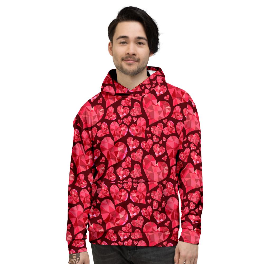 Geometric Heart Valentine's Day Print Pattern Men's Hoodie-grizzshop