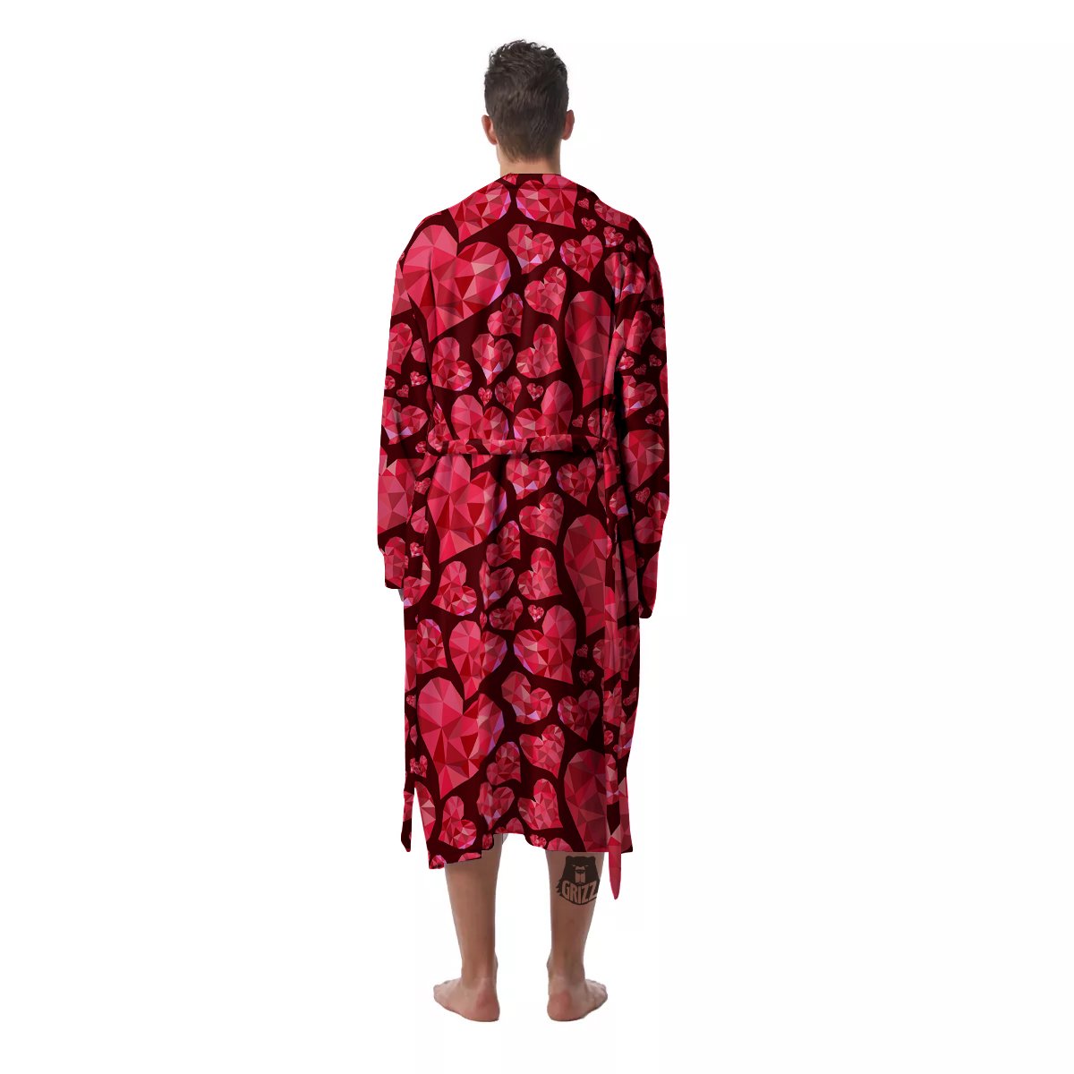 Geometric Heart Valentine's Day Print Pattern Men's Robe-grizzshop