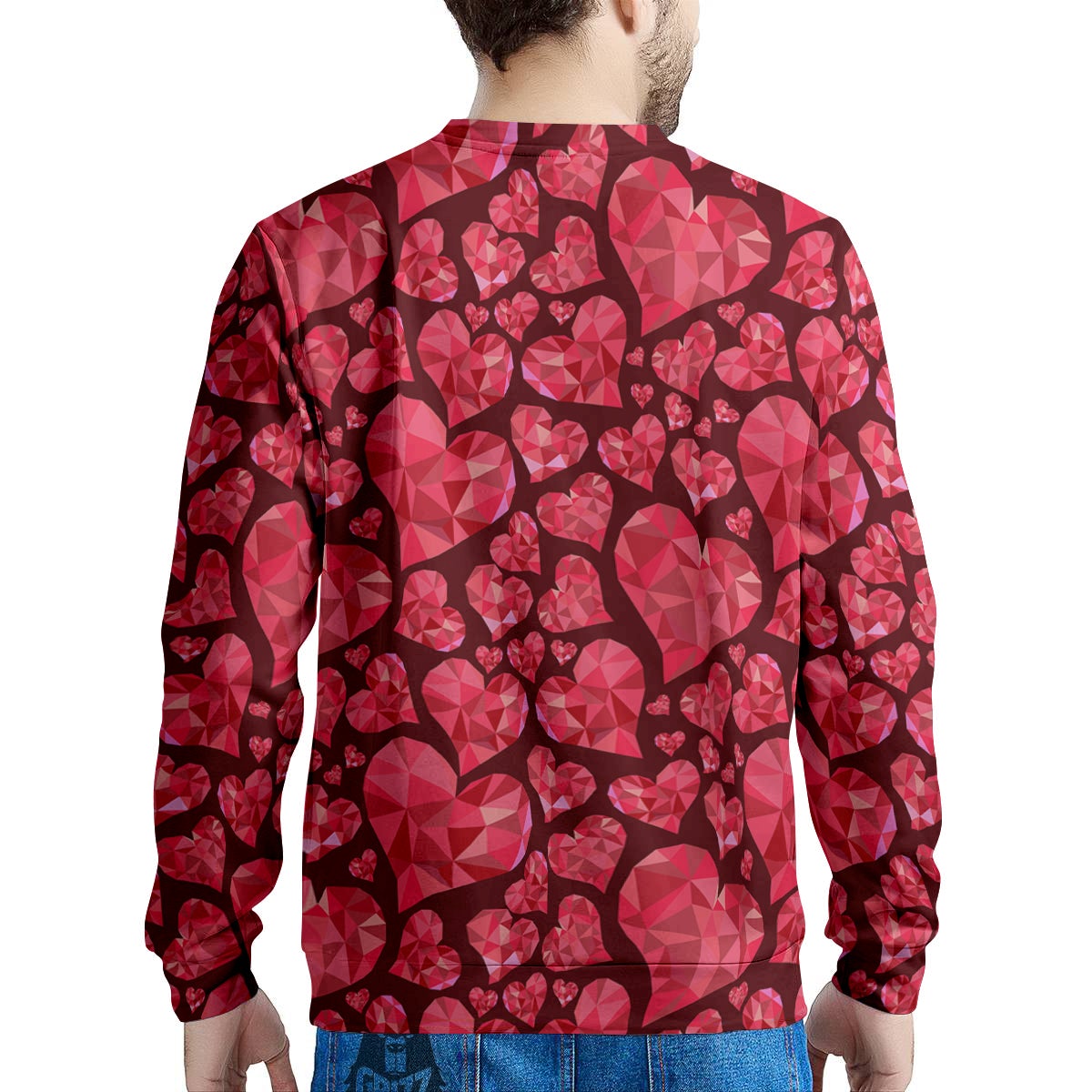 Geometric Heart Valentine's Day Print Pattern Men's Sweatshirt-grizzshop