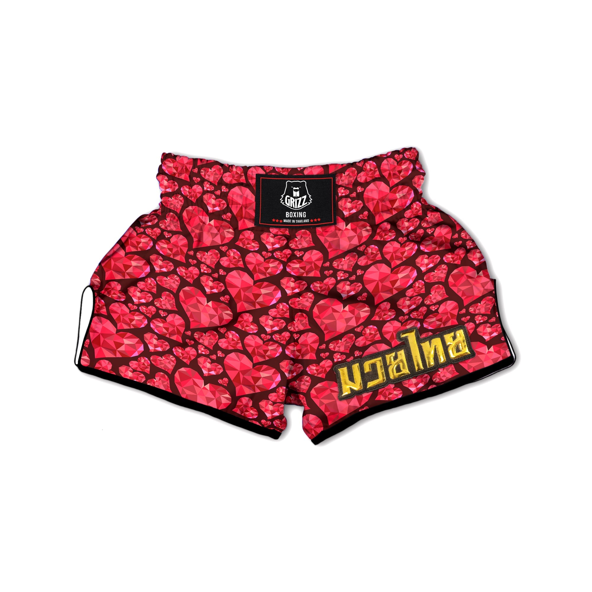 Geometric Heart Valentine's Day Print Pattern Muay Thai Boxing Shorts-grizzshop