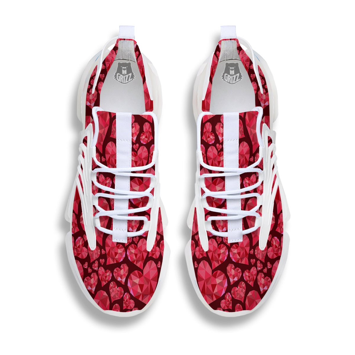 Geometric Heart Valentine's Day Print Pattern White Gym Shoes-grizzshop