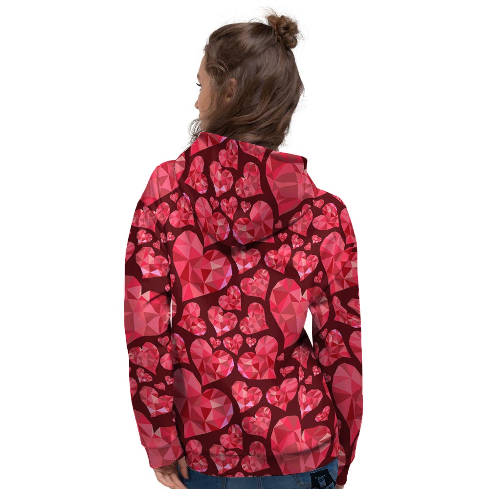 Geometric Heart Valentine's Day Print Pattern Women's Hoodie-grizzshop