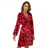 Geometric Heart Valentine's Day Print Pattern Women's Robe-grizzshop