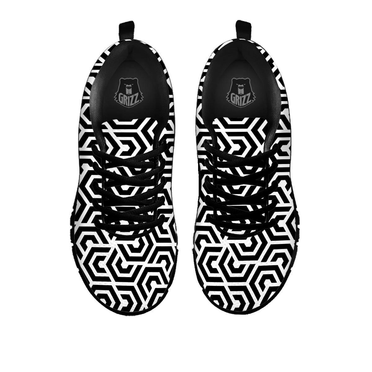 Geometric Hexagon Print Pattern Black Sneaker-grizzshop