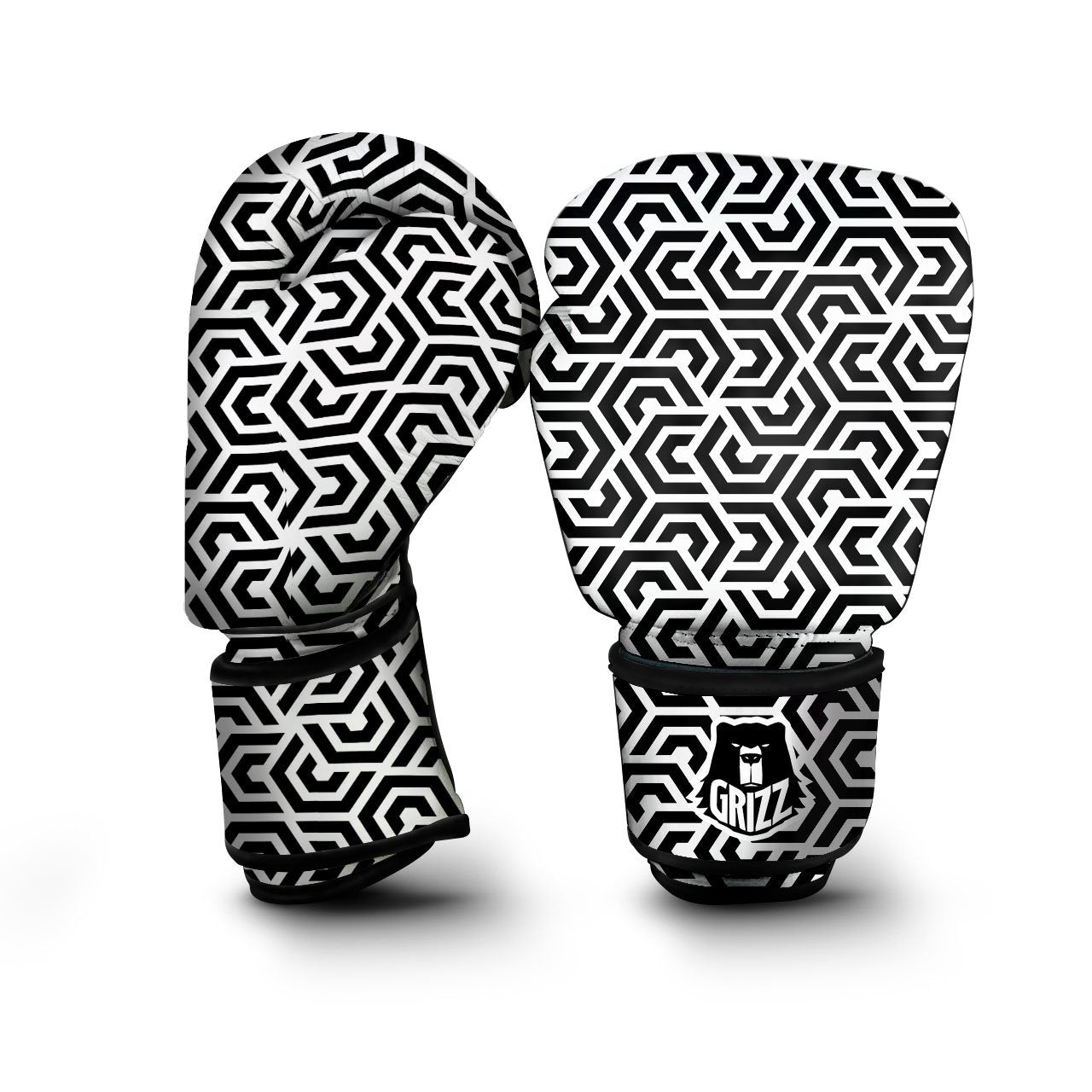 Geometric Hexagon Print Pattern Boxing Gloves-grizzshop