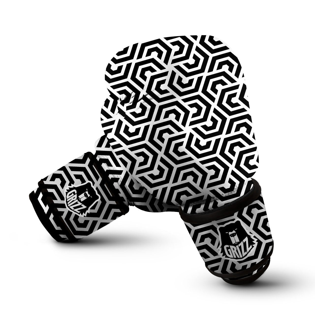 Geometric Hexagon Print Pattern Boxing Gloves-grizzshop