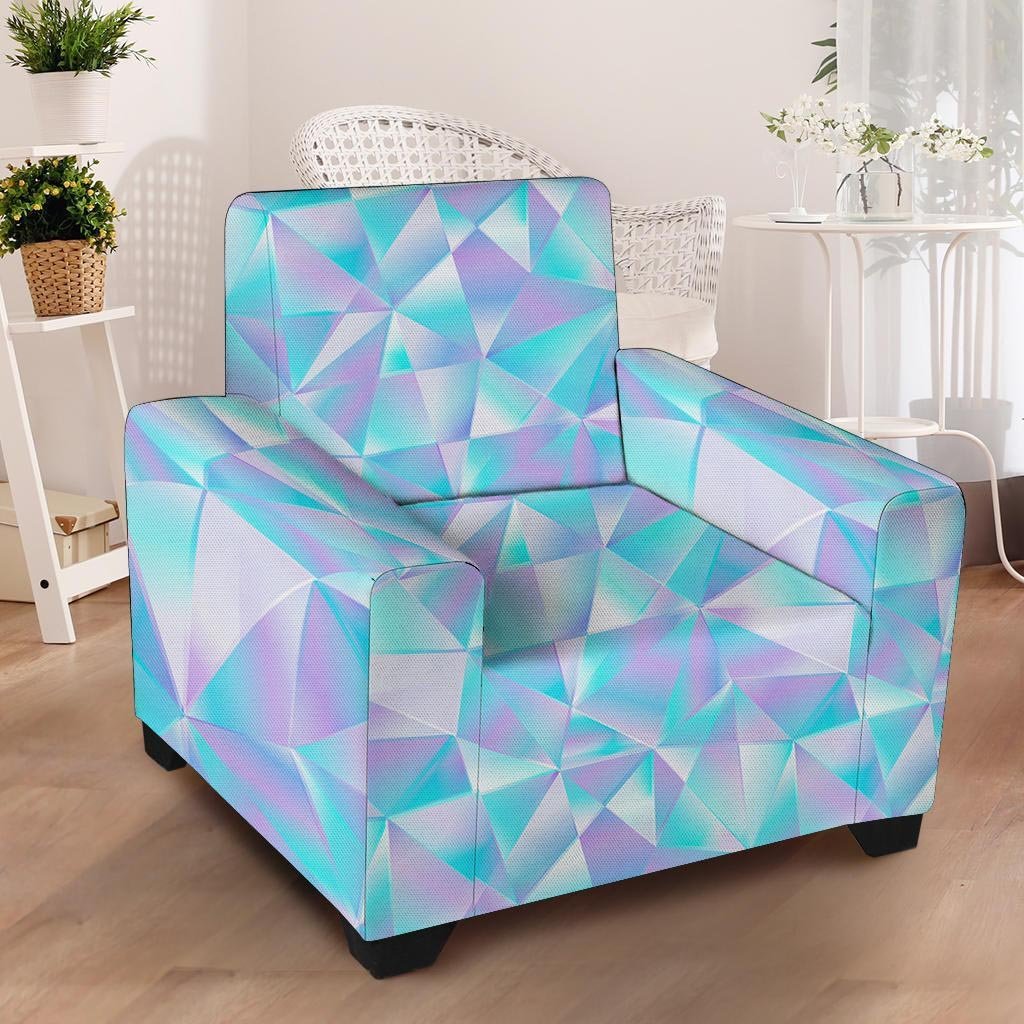 Geometric Holographic Armchair Cover-grizzshop