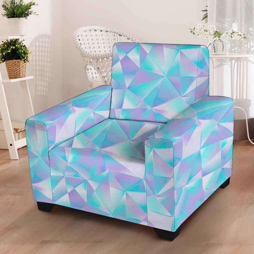 Geometric Holographic Armchair Cover-grizzshop