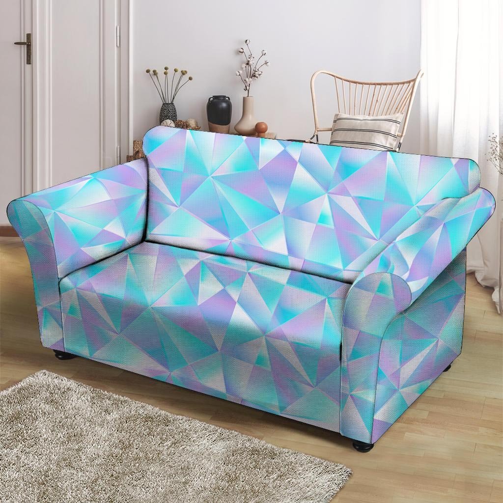 Geometric Holographic Loveseat Cover-grizzshop