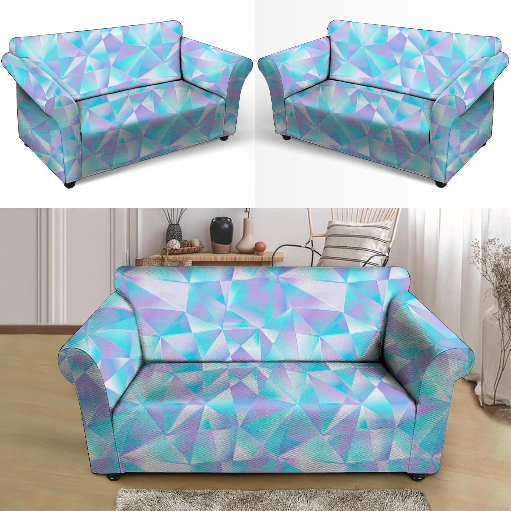 Geometric Holographic Loveseat Cover-grizzshop