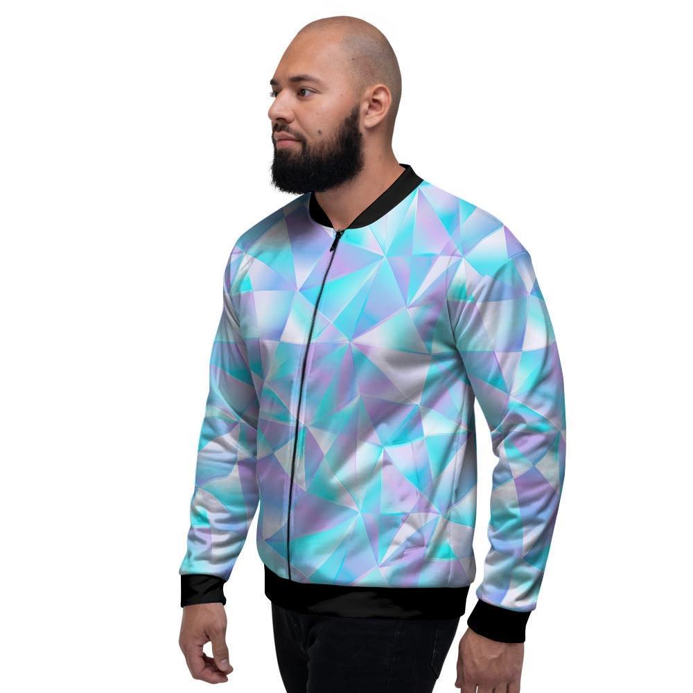 Geometric Holographic Men's Bomber Jacket-grizzshop