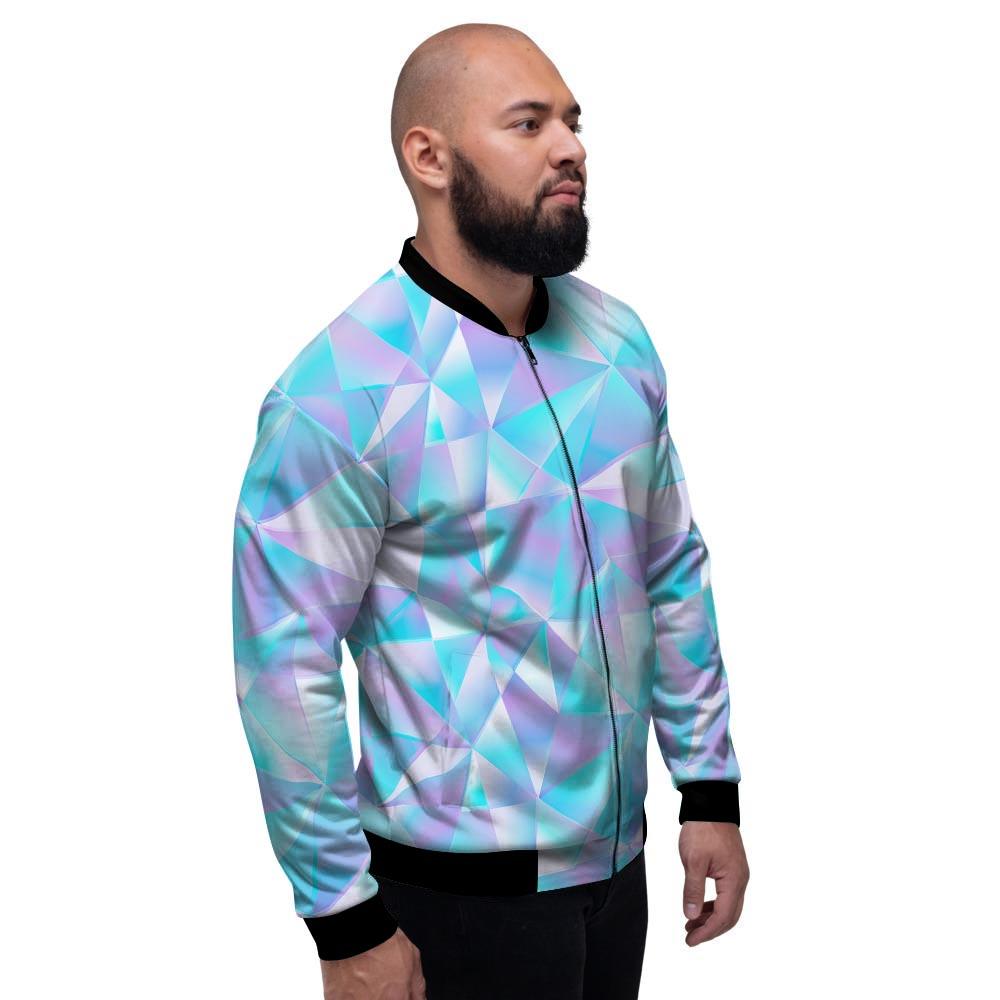 Geometric Holographic Men's Bomber Jacket-grizzshop