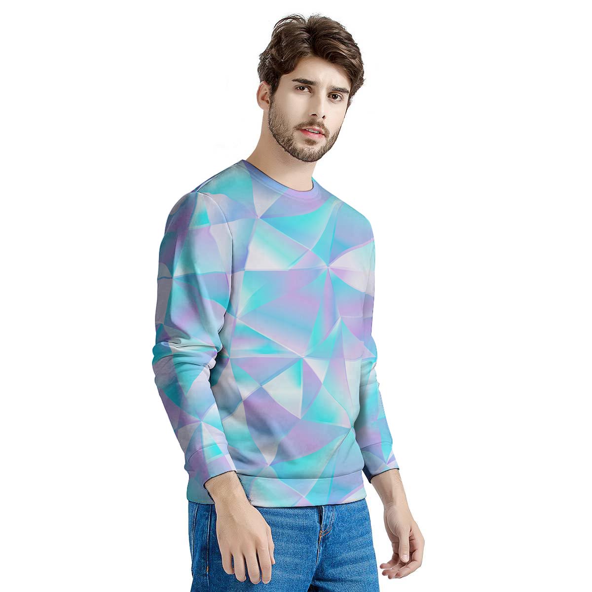 Geometric Holographic Men's Sweatshirt-grizzshop