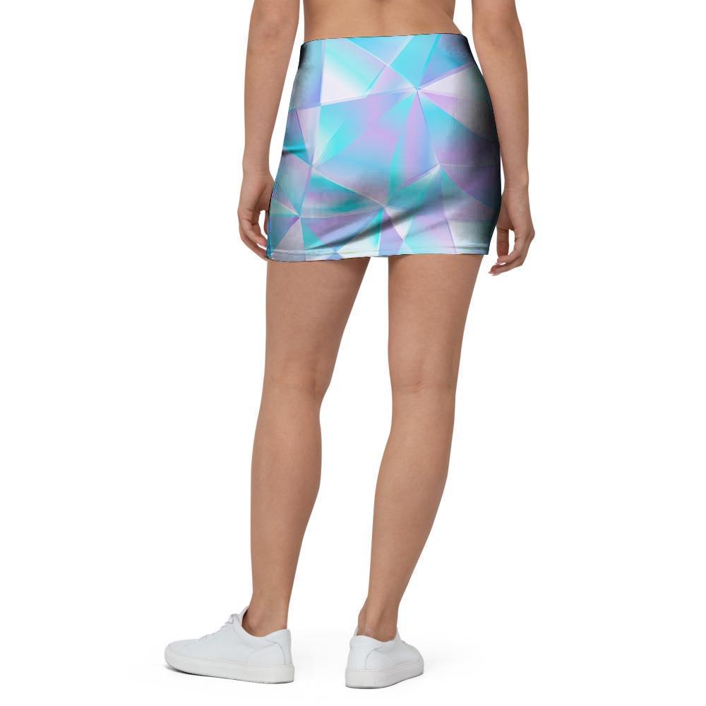 Geometric Holographic Mini Skirt-grizzshop