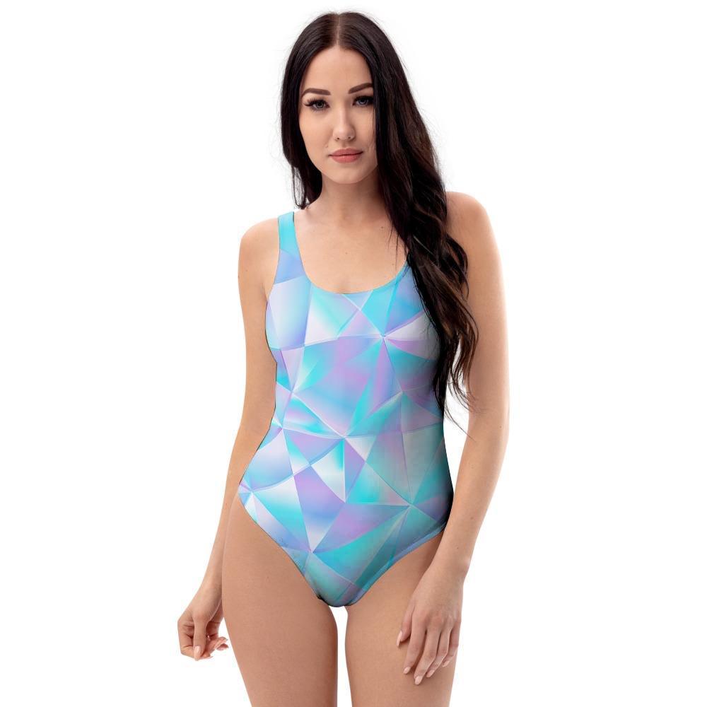 Geometric Holographic One Piece Swimsuite-grizzshop