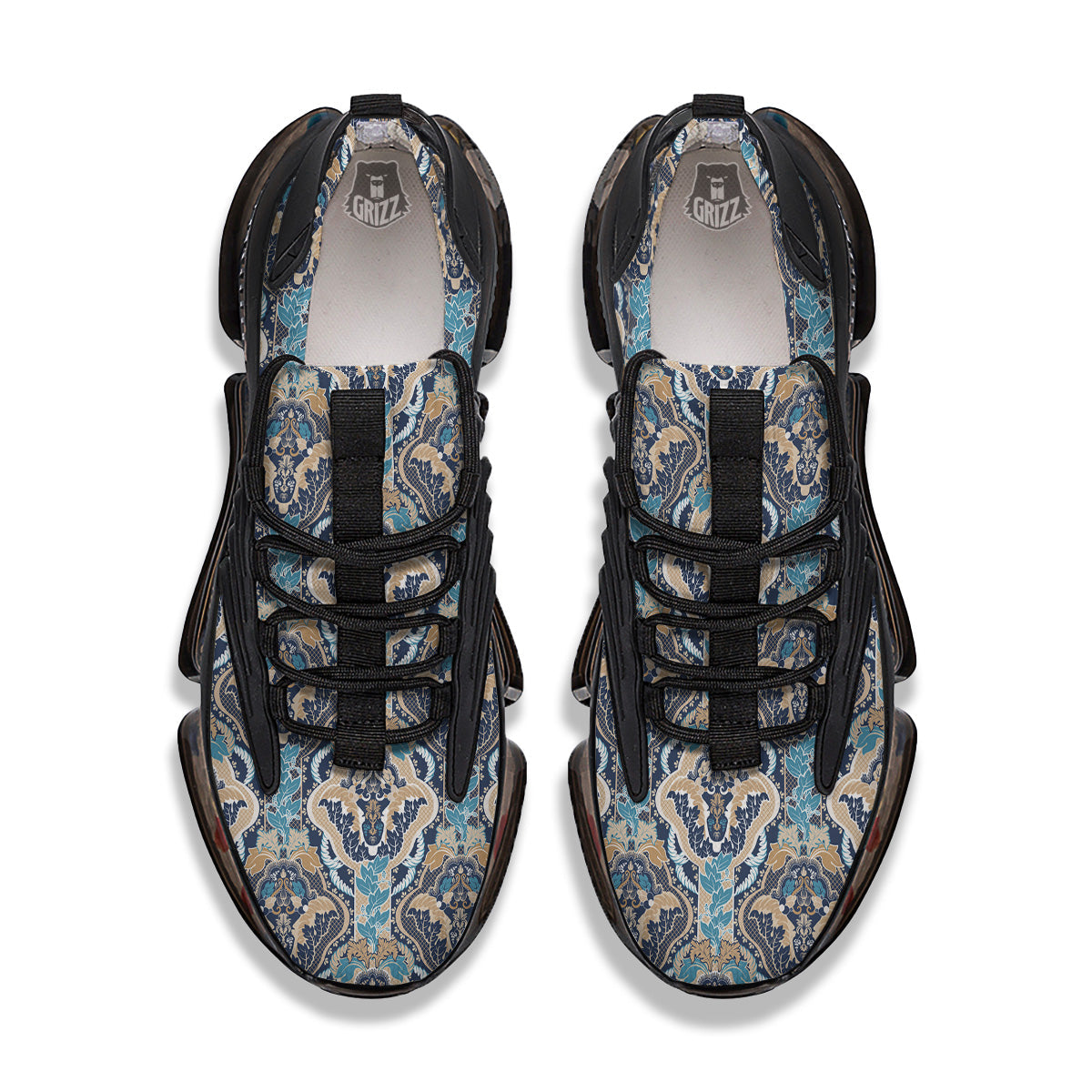 Geometric Indian Ornamental Print Pattern Black Gym Shoes-grizzshop