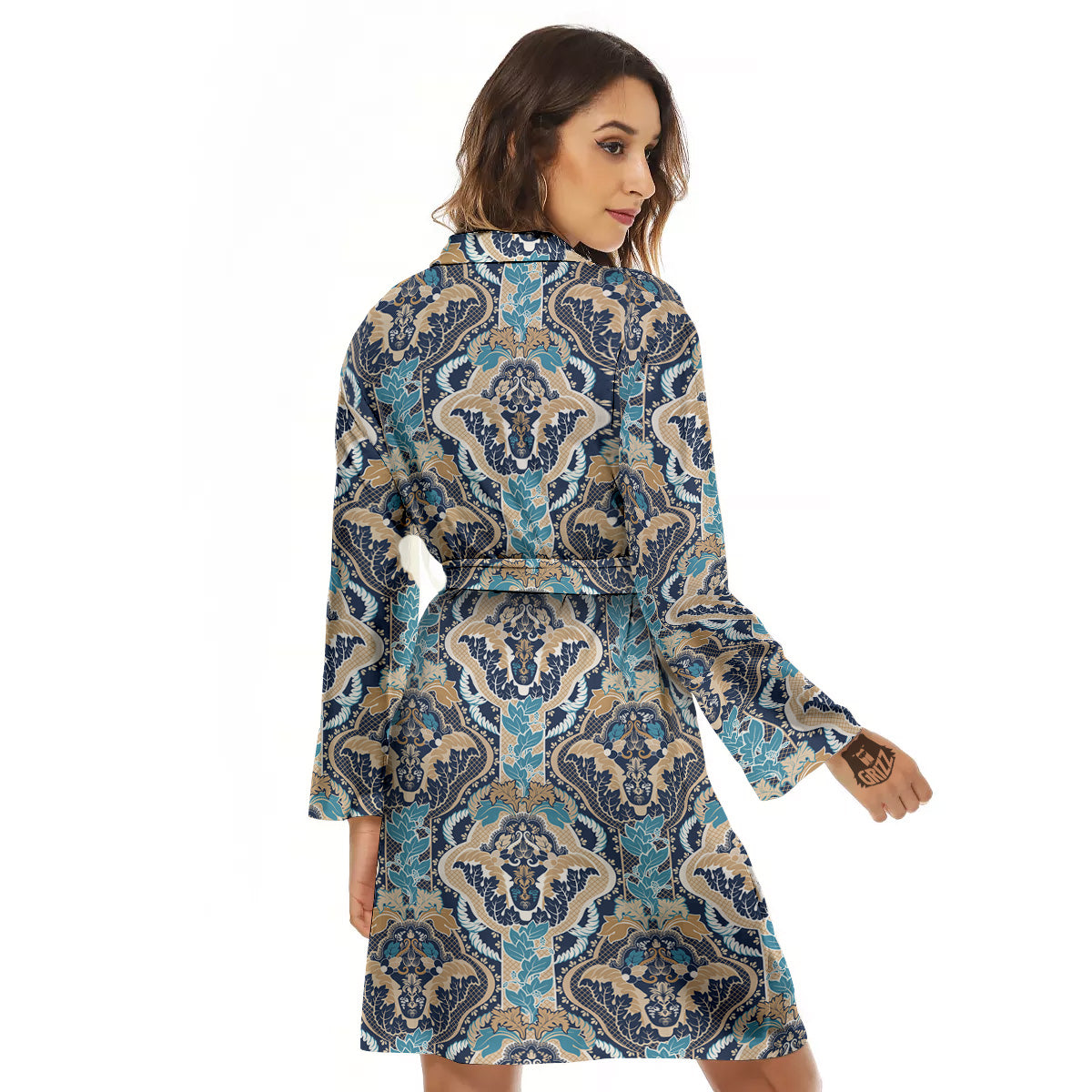 Geometric Indian Ornamental Print Pattern Women's Robe-grizzshop