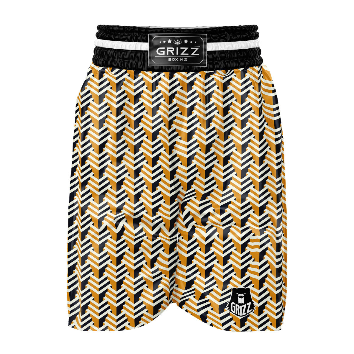 Geometric Isometric Print Pattern Boxing Shorts-grizzshop