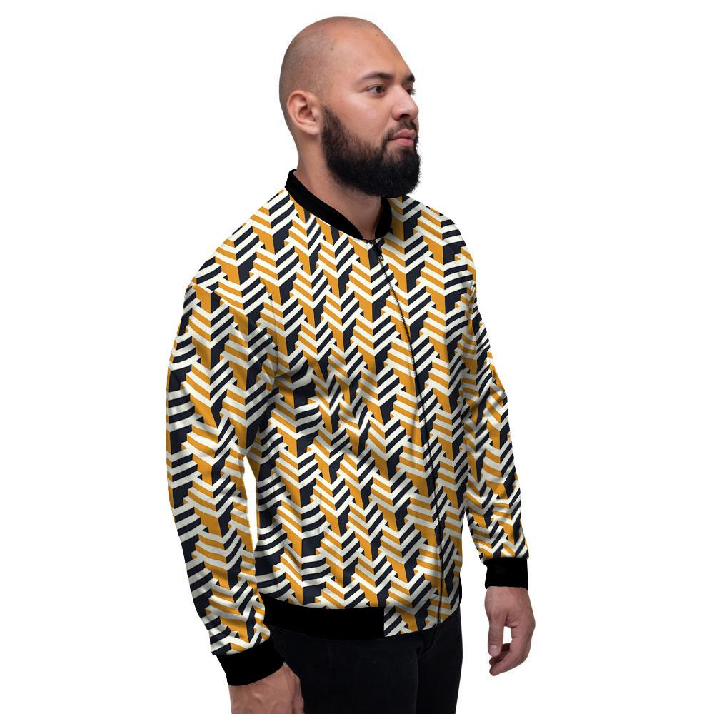Geometric Isometric Print Pattern Men's Bomber Jacket-grizzshop