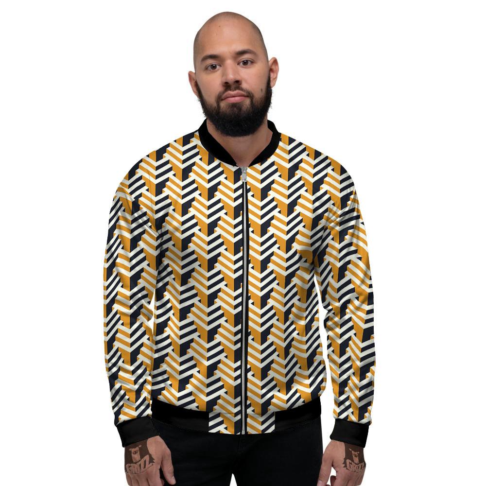 Geometric Isometric Print Pattern Men's Bomber Jacket-grizzshop