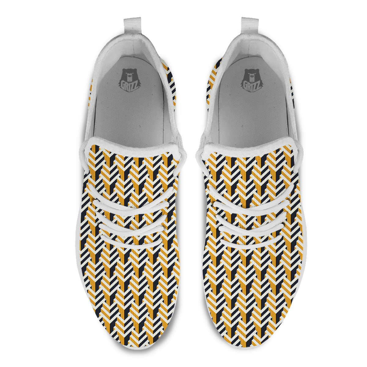 Geometric Isometric Print Pattern White Athletic Shoes-grizzshop