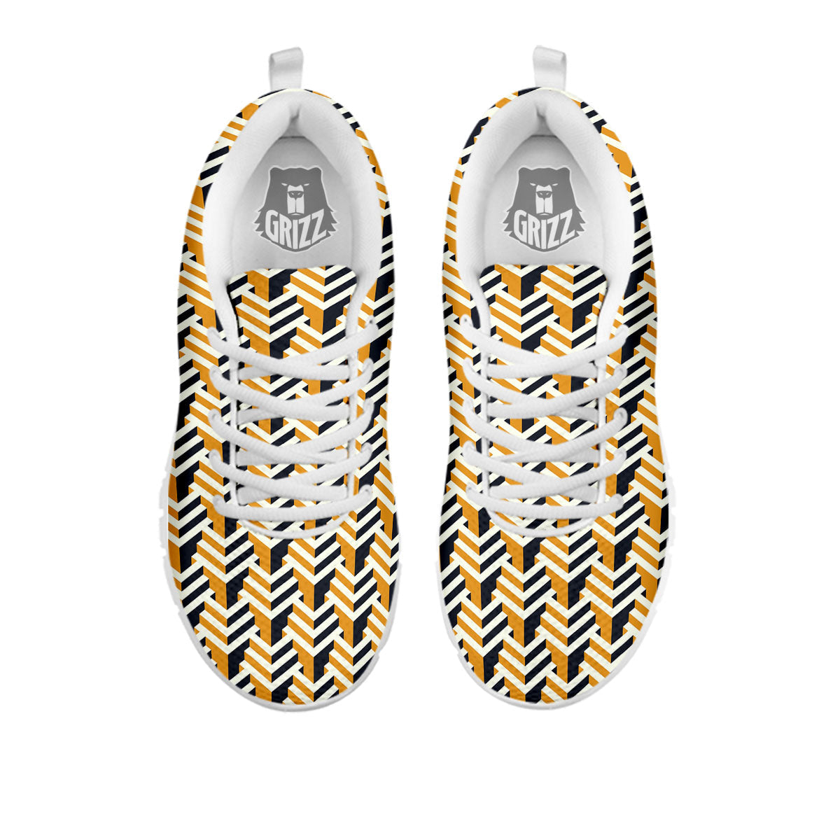 Geometric Isometric Print Pattern White Sneaker-grizzshop
