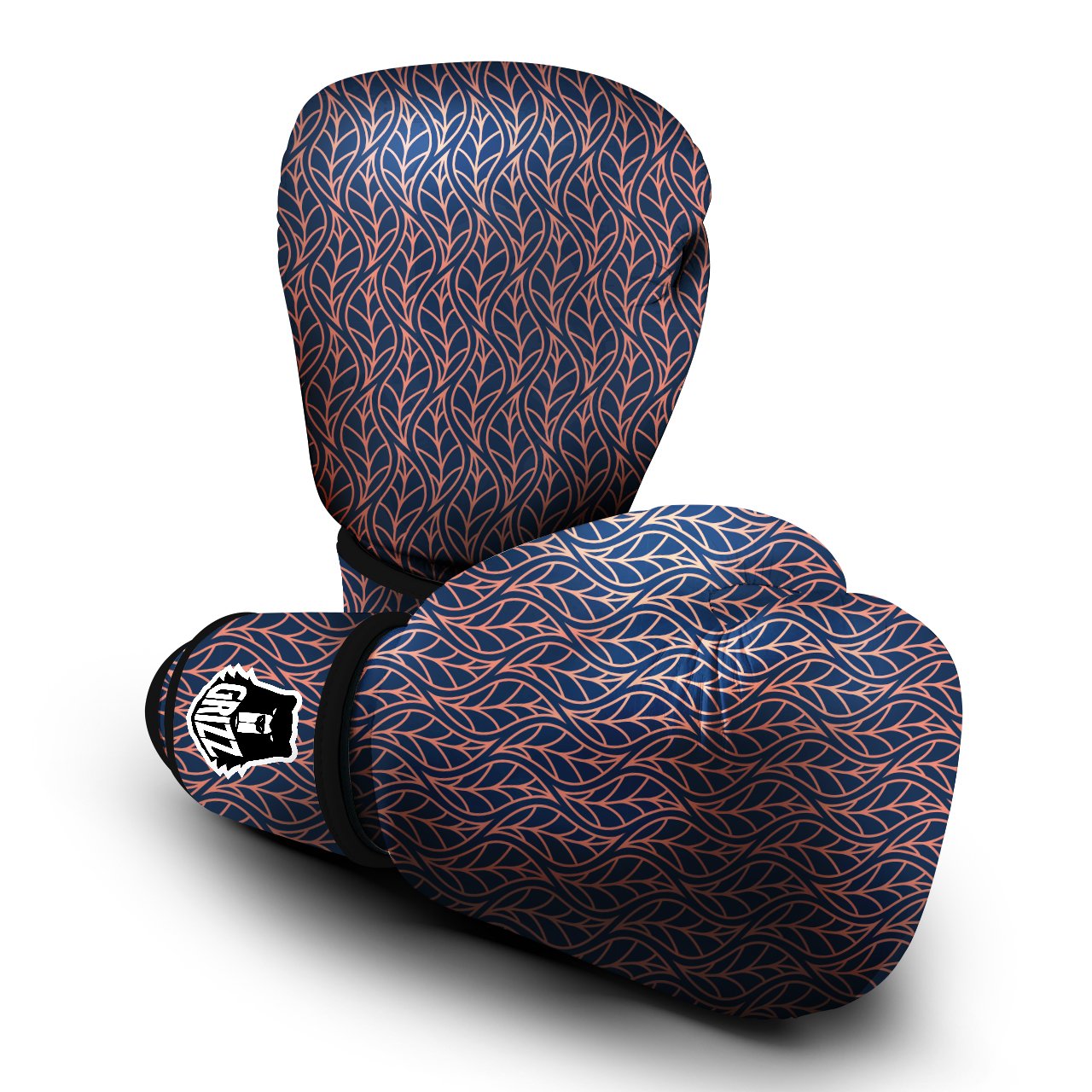 Geometric Leaf Vintage Print Pattern Boxing Gloves-grizzshop