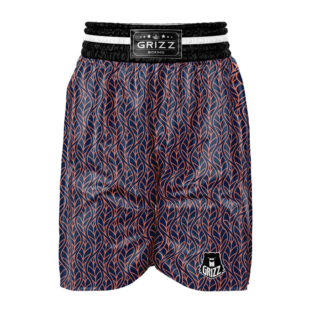 Geometric Leaf Vintage Print Pattern Boxing Shorts-grizzshop