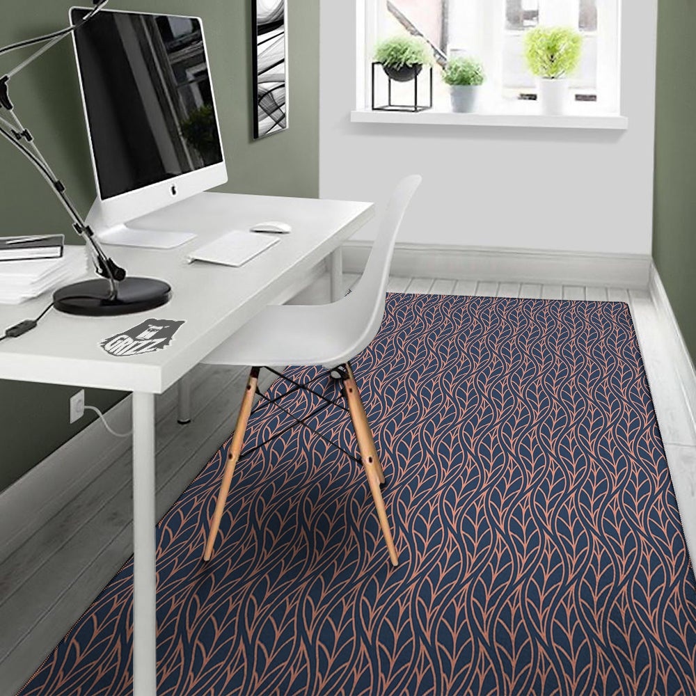 Geometric Leaf Vintage Print Pattern Floor Mat-grizzshop