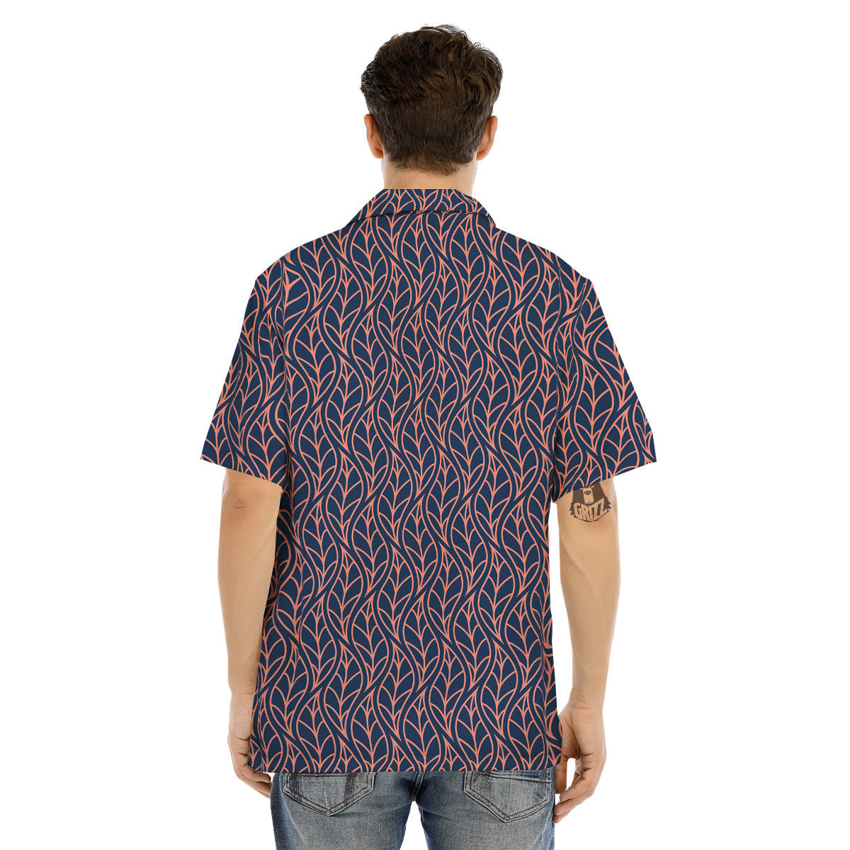 Geometric Leaf Vintage Print Pattern Men's Hawaiian Shirt-grizzshop