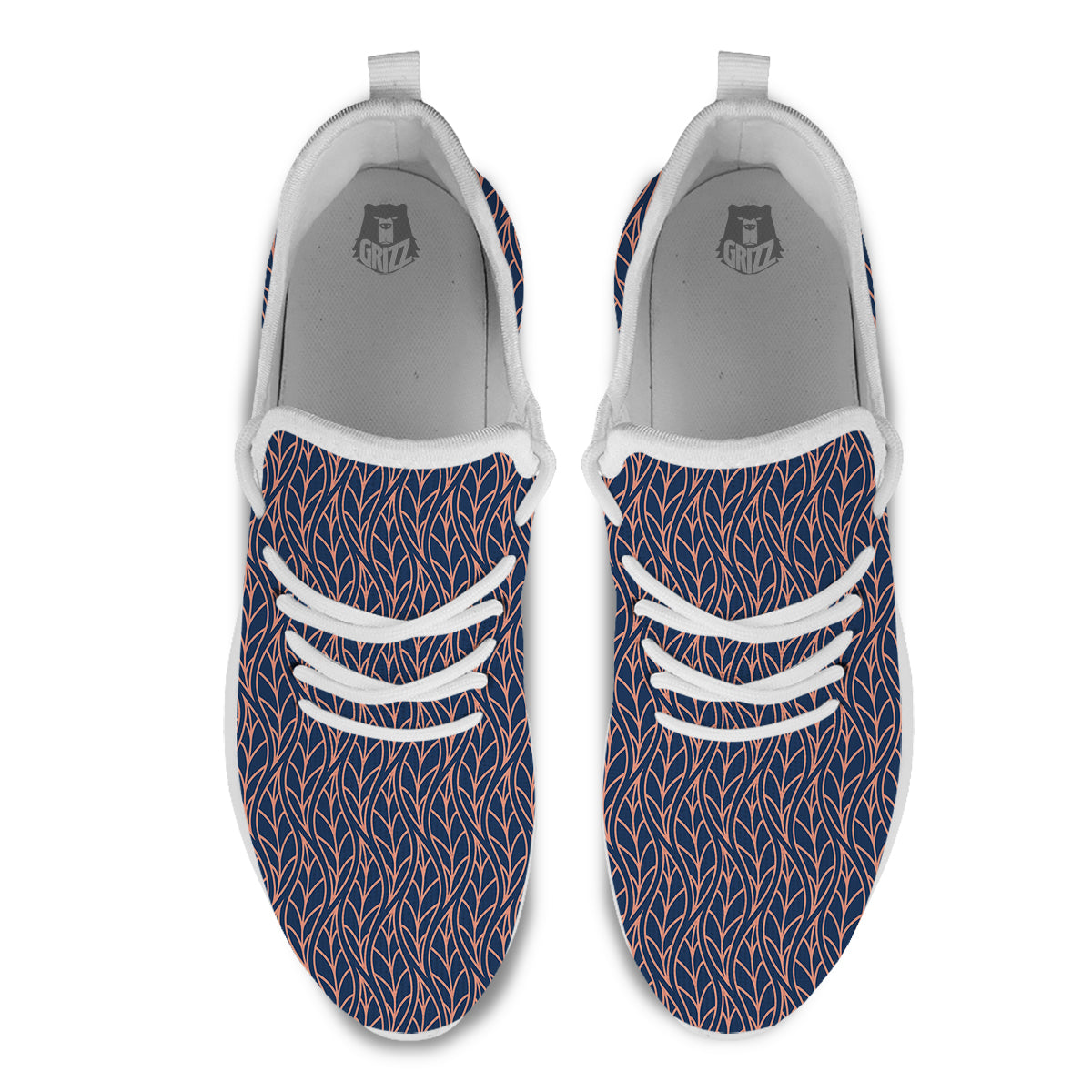 Geometric Leaf Vintage Print Pattern White Athletic Shoes-grizzshop