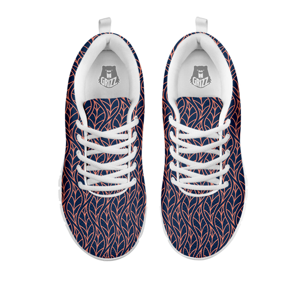 Geometric Leaf Vintage Print Pattern White Sneaker-grizzshop
