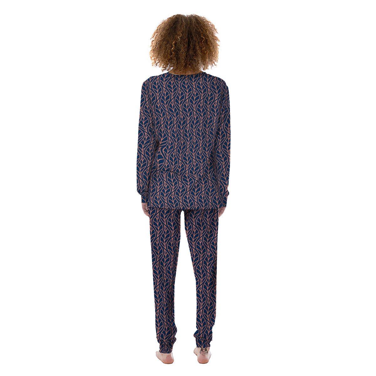 Geometric Leaf Vintage Print Pattern Women's Pajamas-grizzshop