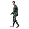 Geometric Marble Dark Green And Gold Print Pattern Men's Pajamas-grizzshop