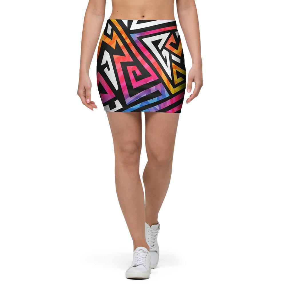 Geometric Mini Skirt-grizzshop