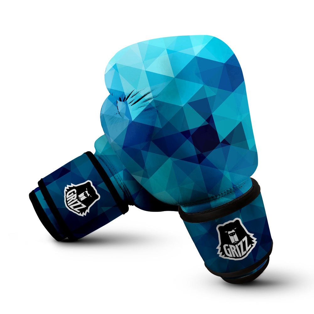 Geometric Mosaic Blue Print Boxing Gloves-grizzshop